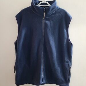 Vintage Polar Graphics USA Fleece Vest Men's Size XL Blue Pockets